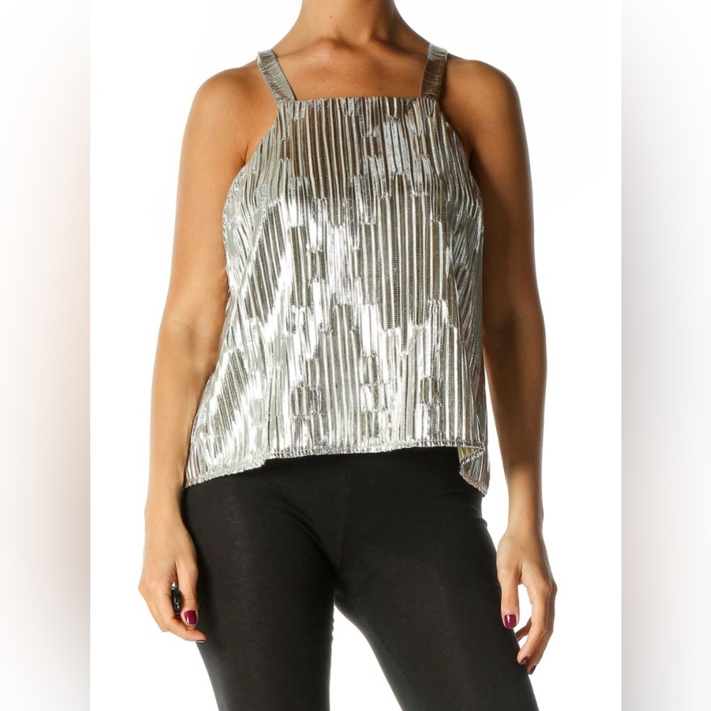 Anthropologie Maeve silver textured top size small NWOT